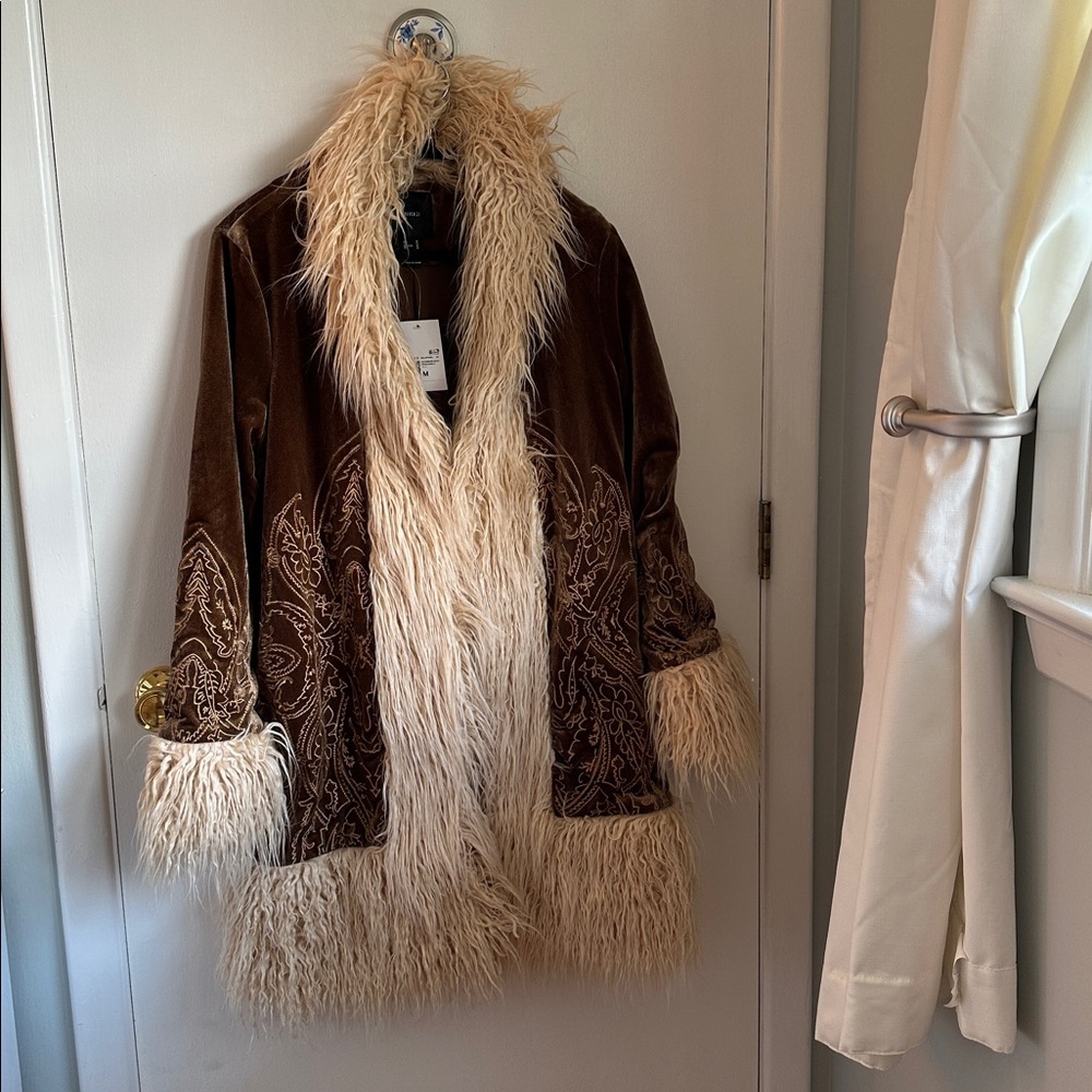 Forever 21 Brown and Cream Teddy Jacket